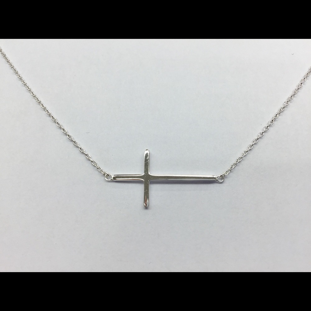 Sterling Silver Sideway Cross Necklace